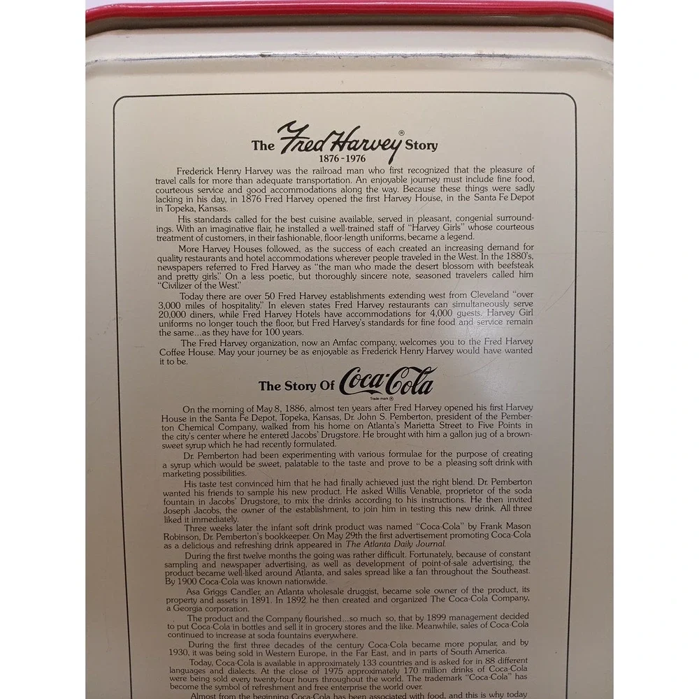 1976 Vintage Coca-Cola Tray, The Harvey Girl, 13.5